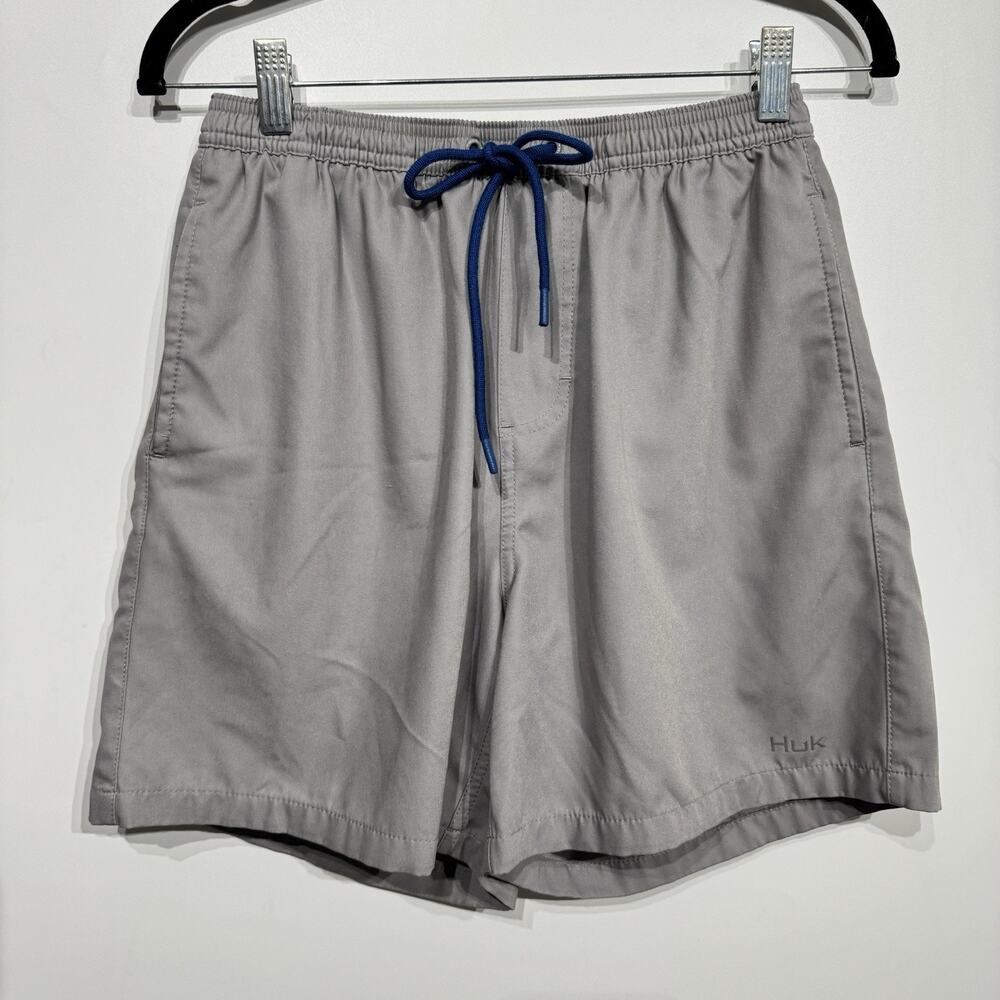Huk Men's Pursuit Volley Swim Shorts Sz S Gray Lined Fishing UPF Protection
